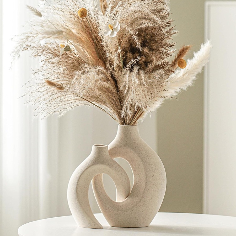 Hollow Ceramic Vase Set of 2 (White)