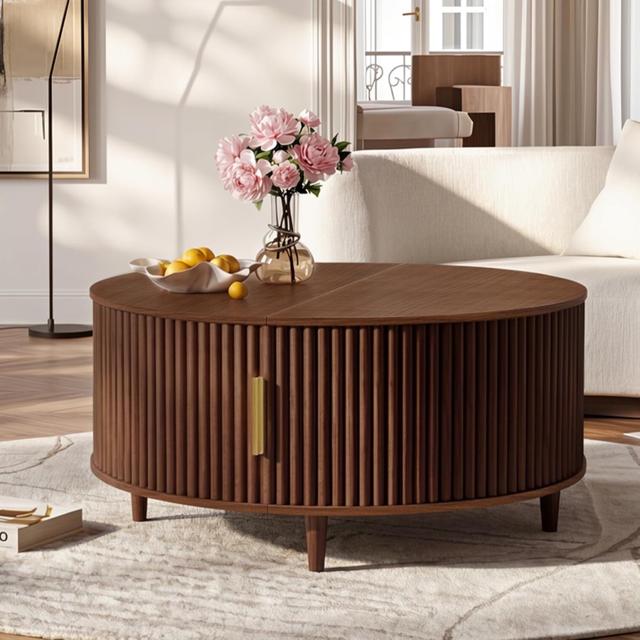 Round Fluted Coffee Table (Walnut)