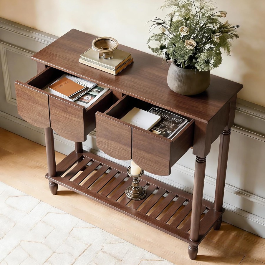 Scalloped Console Table (Walnut)