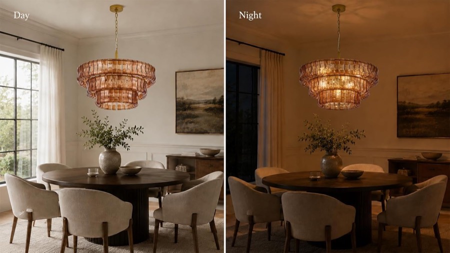 Amber Crystal Chandelier (Gold)