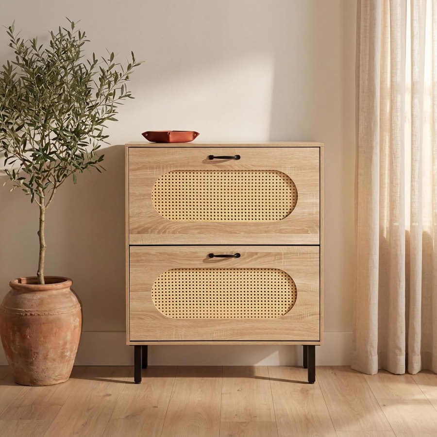 Rattan Shoe Storage Cabinet