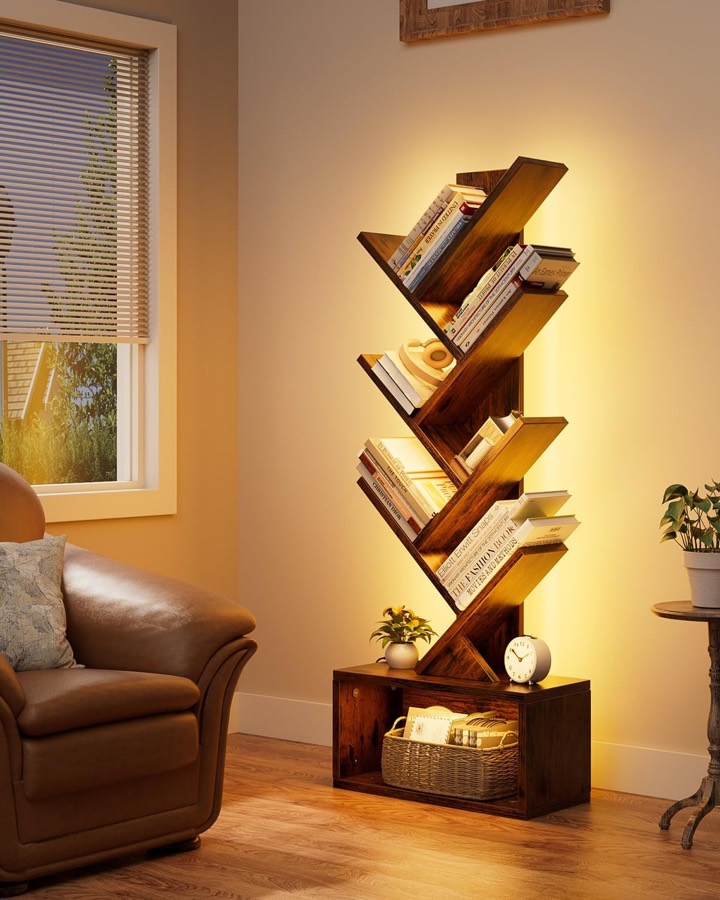 6-Tier Tree Bookshelf with Lights