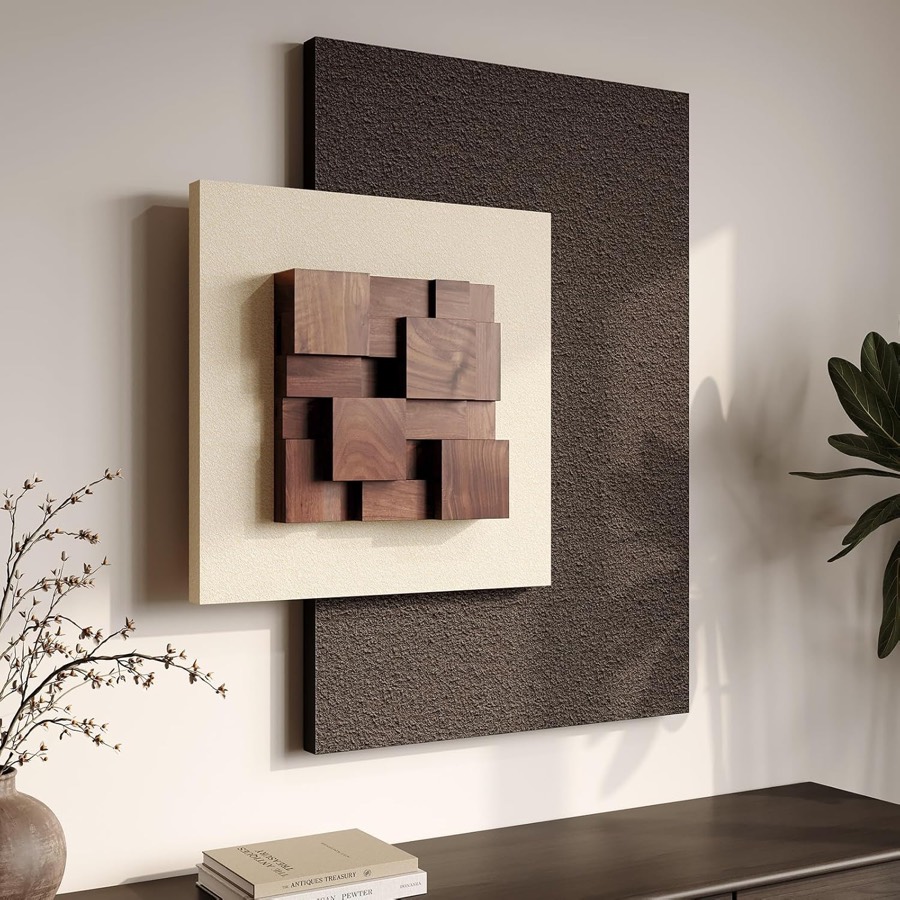 3D Wood Textured Abstract Wall Art